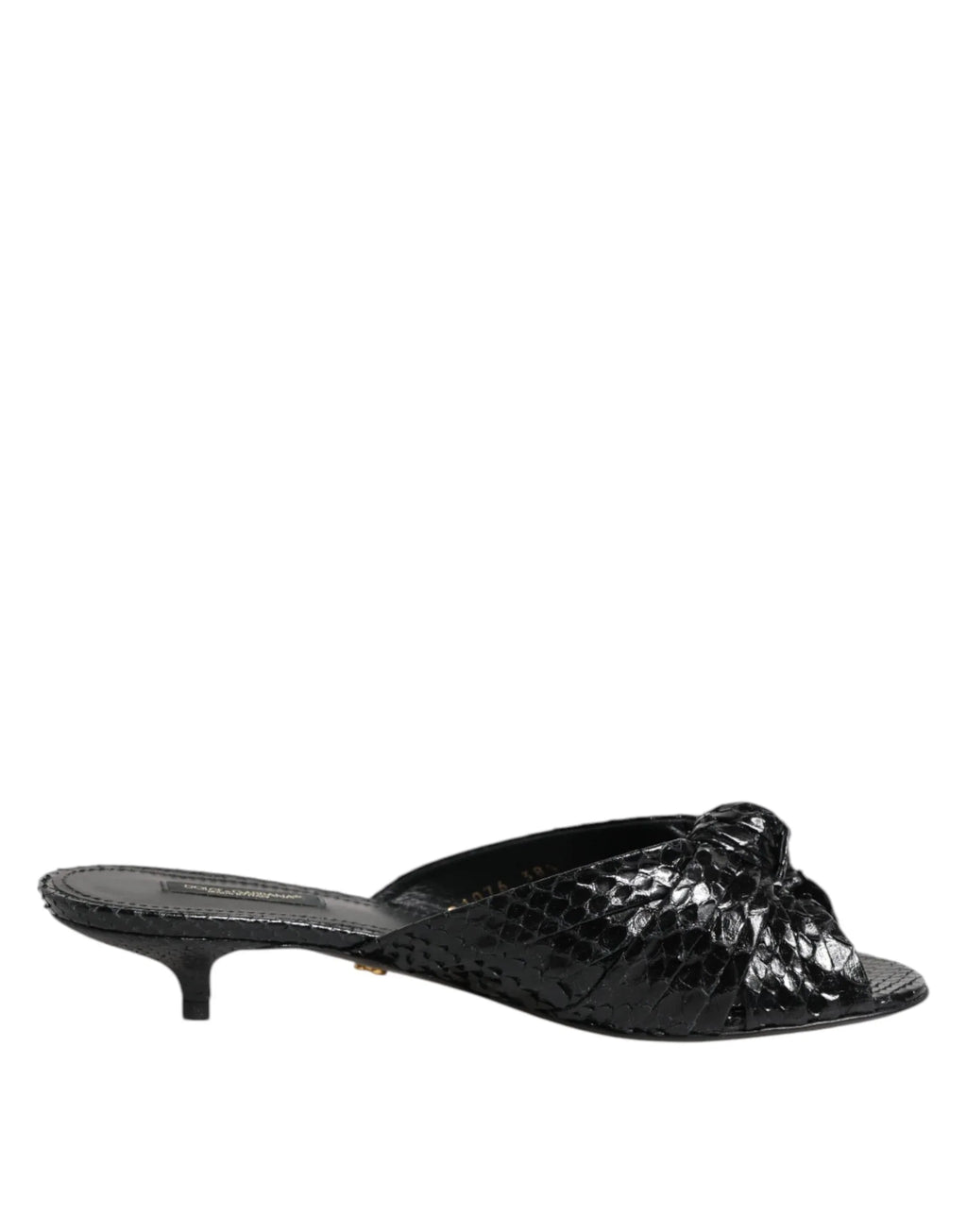 Dolce & Gabbana Black Leather Heels Slides Sandals Shoes - Zeiniez