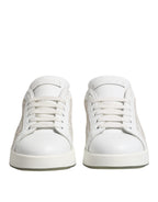 Dolce & Gabbana White Lace Leather Low Top Sneaker Shoes - Zeiniez