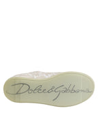 Dolce & Gabbana White Lace Leather Low Top Sneaker Shoes - Zeiniez