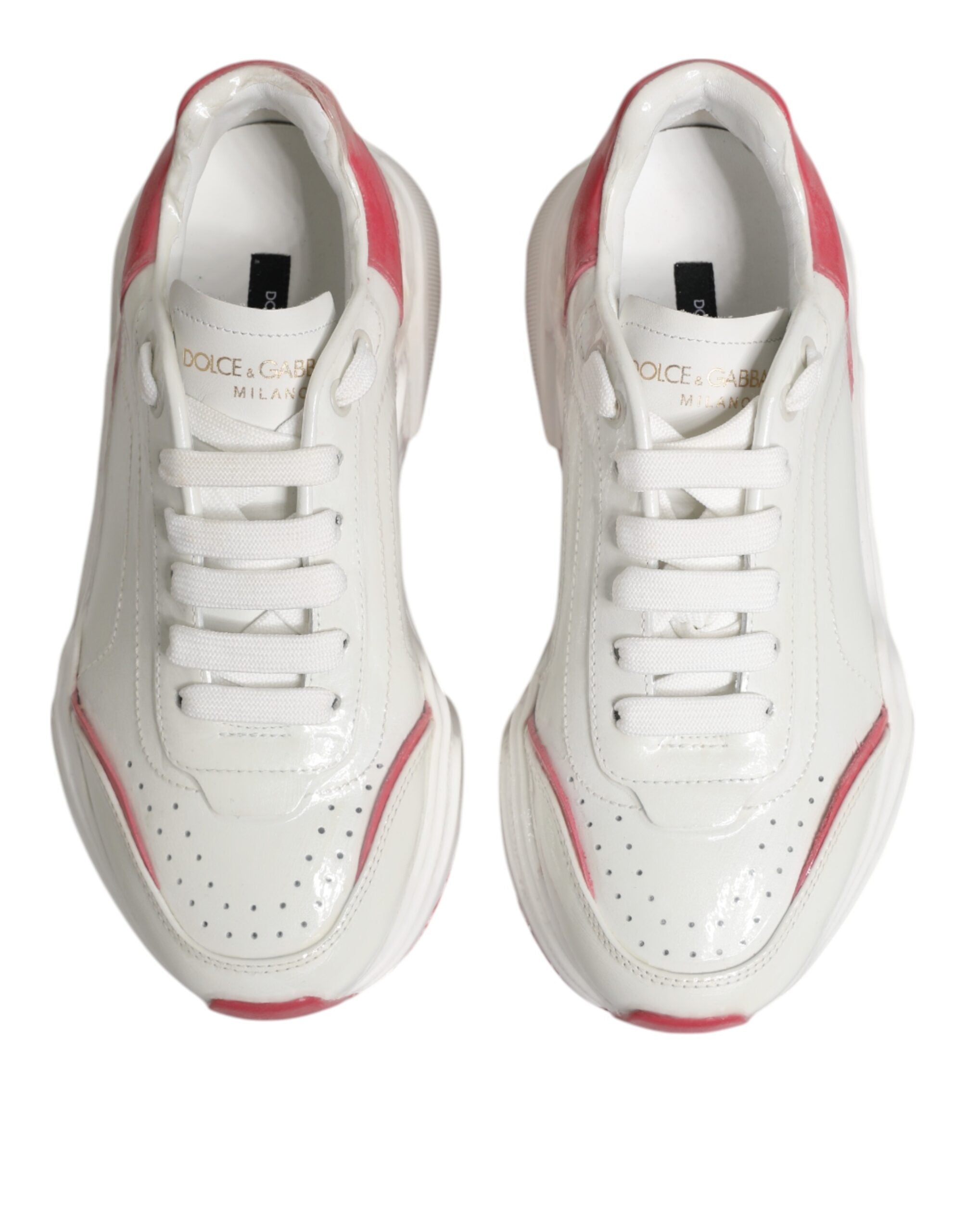 Dolce & Gabbana White Pink Daymaster Low Top Sneakers Shoes - Zeiniez