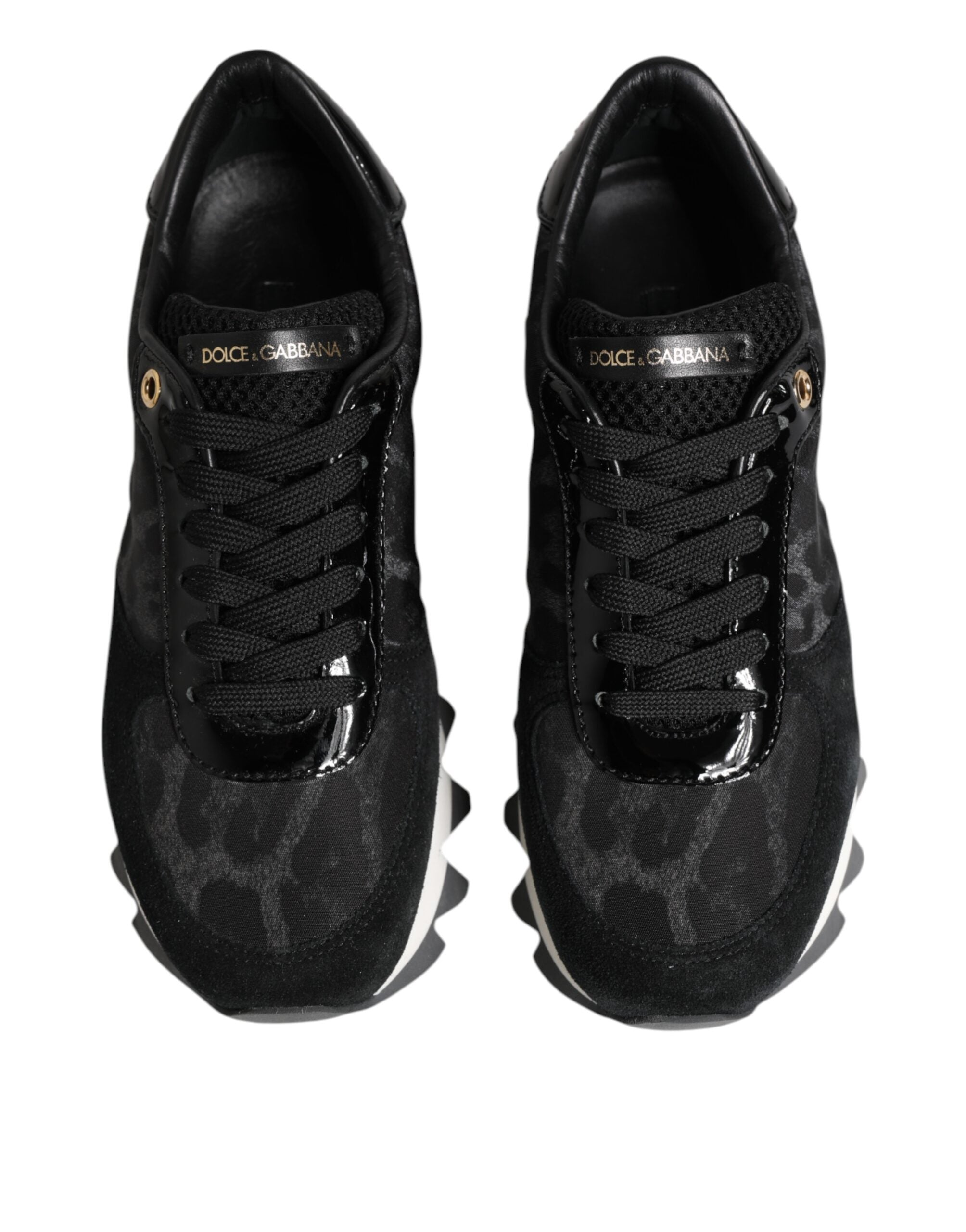 Dolce & Gabbana Black Gray Leopard Low Top Sneakers Shoes - Zeiniez