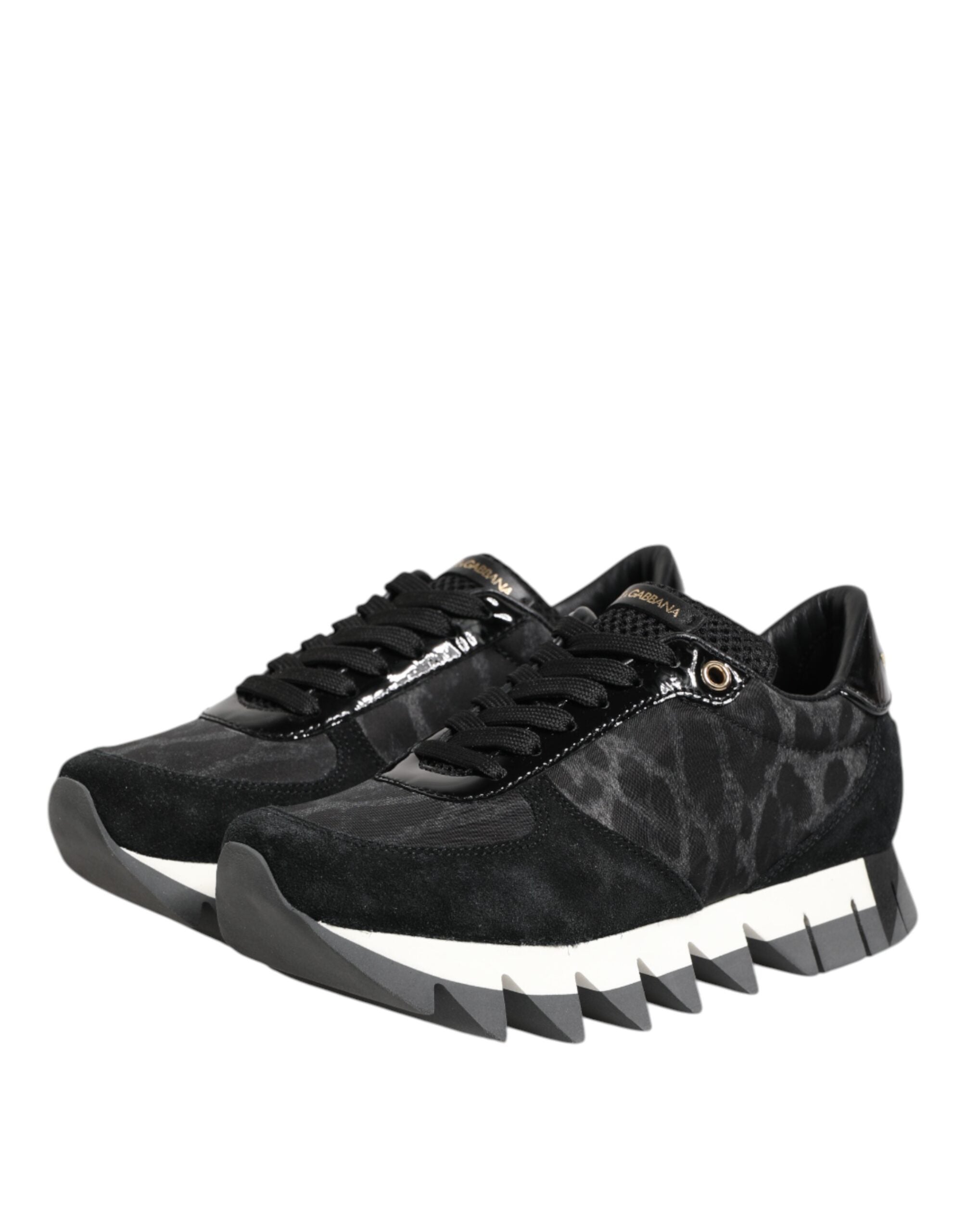 Dolce & Gabbana Black Gray Leopard Low Top Sneakers Shoes - Zeiniez