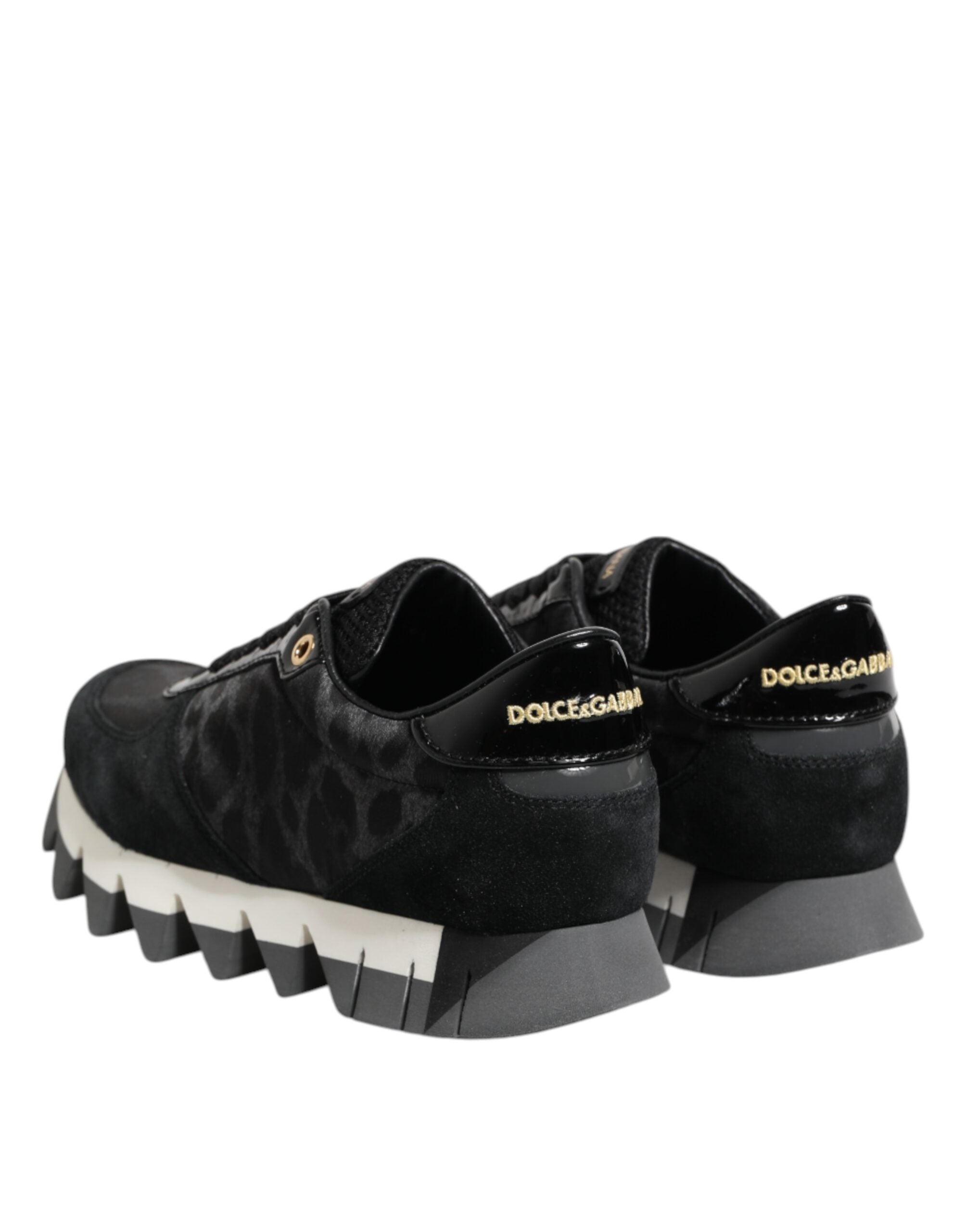 Dolce & Gabbana Black Gray Leopard Low Top Sneakers Shoes - Zeiniez