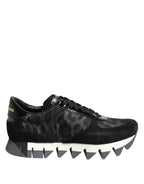 Dolce & Gabbana Black Gray Leopard Low Top Sneakers Shoes - Zeiniez