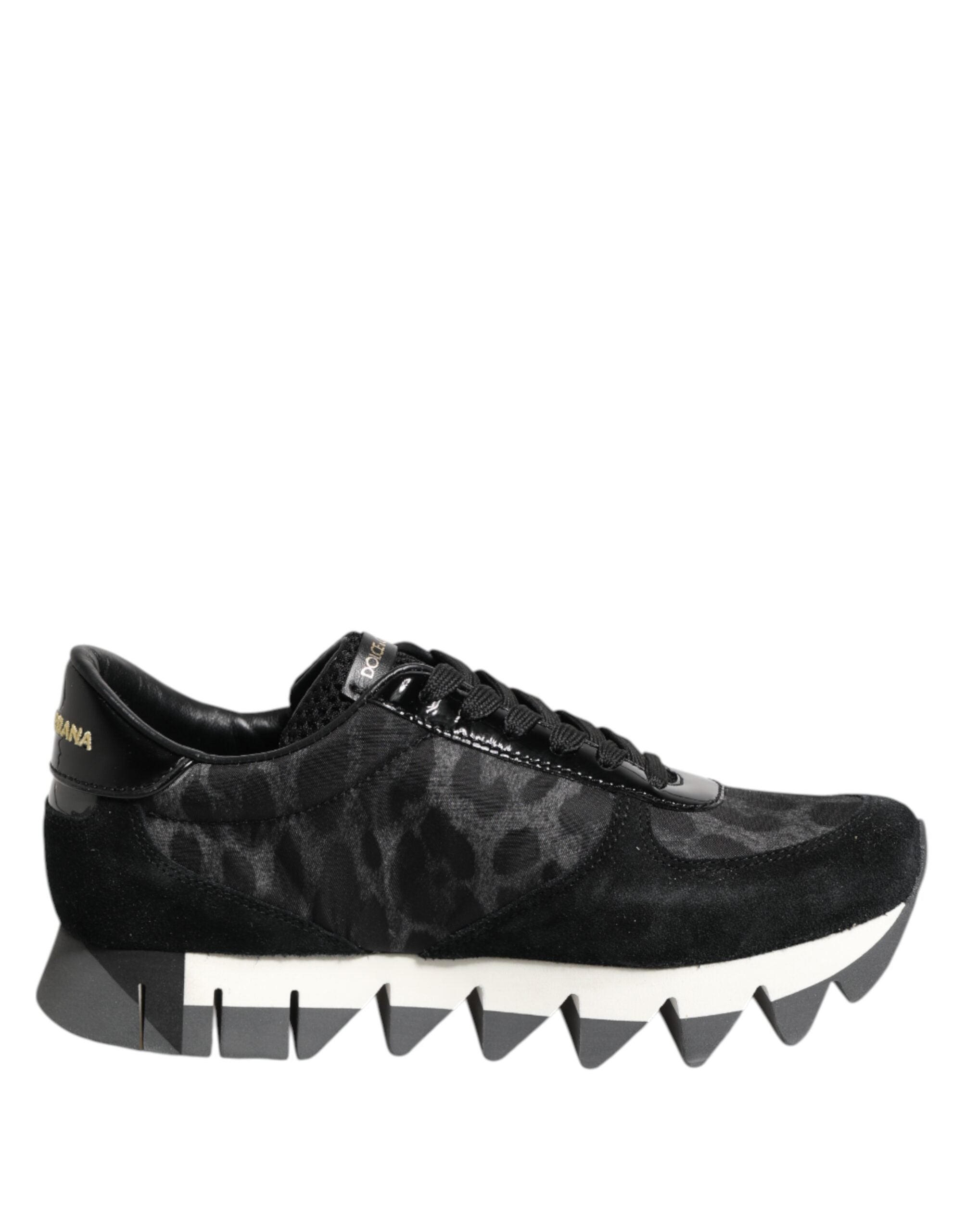 Dolce & Gabbana Black Gray Leopard Low Top Sneakers Shoes - Zeiniez