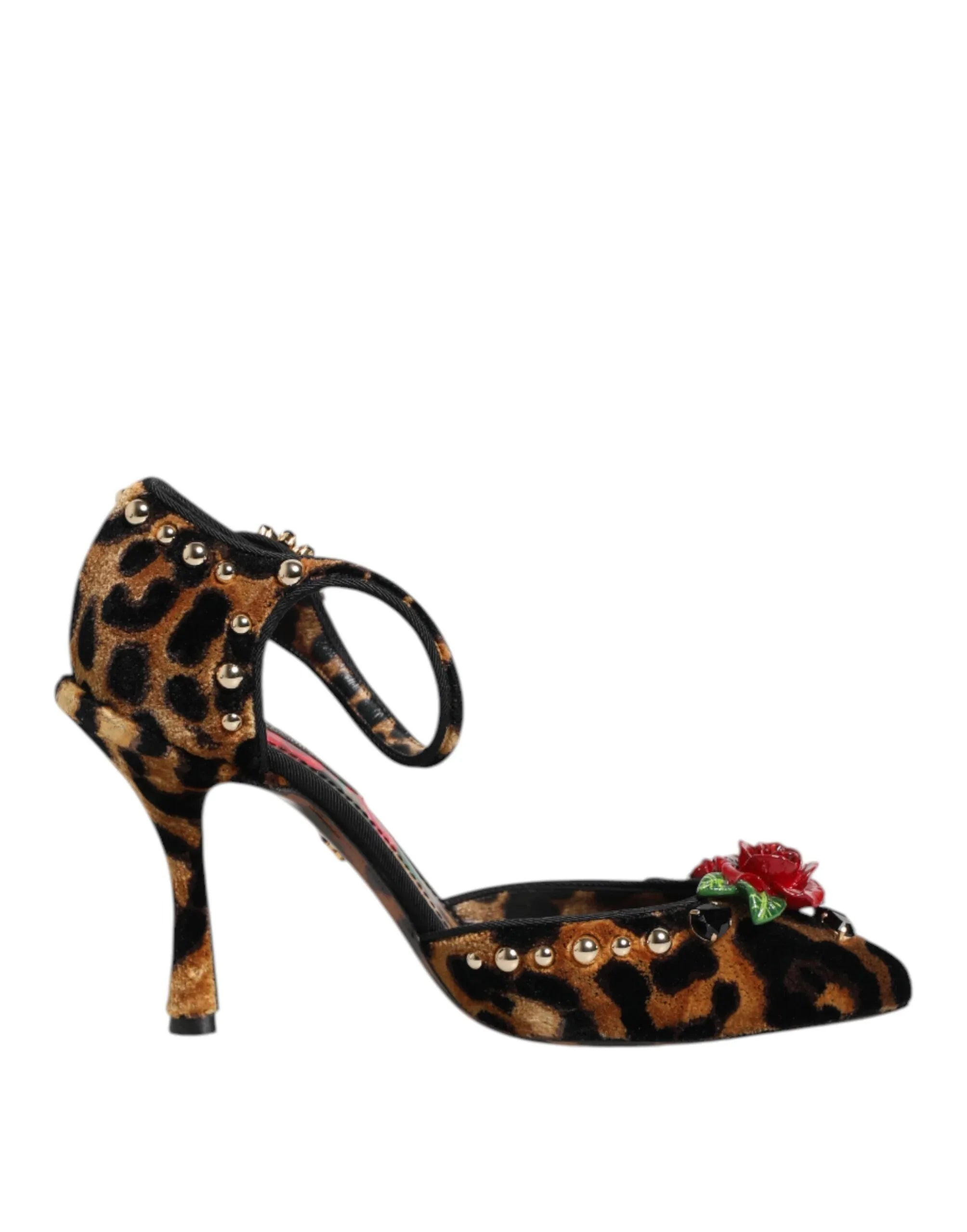 Dolce & Gabbana Brown Leopard Crystal Roses Pumps Shoes - Zeiniez