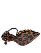 Dolce & Gabbana Brown Leopard Crystal Roses Pumps Shoes - Zeiniez