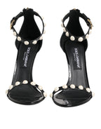 Dolce & Gabbana Black KEIRA Pearl Embellished Sandals Shoes - Zeiniez