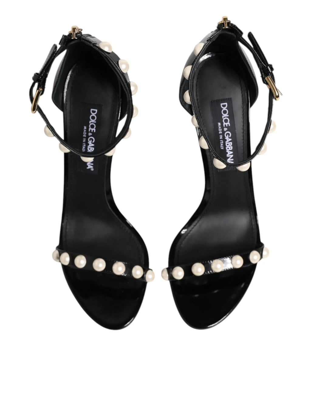 Dolce & Gabbana Black KEIRA Pearl Embellished Sandals Shoes - Zeiniez