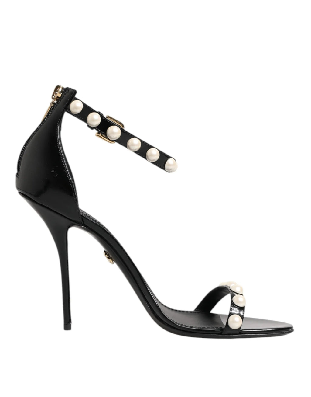 Dolce & Gabbana Black KEIRA Pearl Embellished Sandals Shoes - Zeiniez