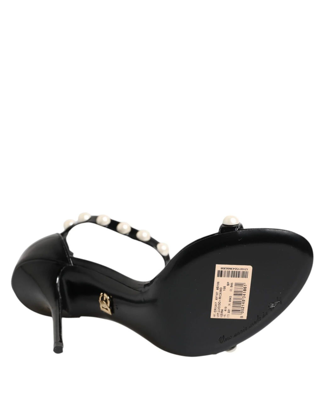 Dolce & Gabbana Black KEIRA Pearl Embellished Sandals Shoes - Zeiniez