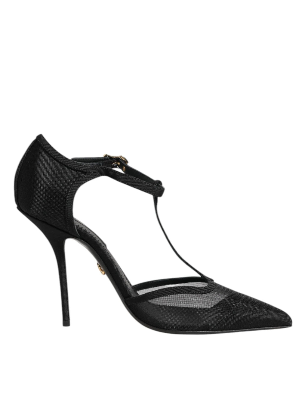 Dolce & Gabbana Black Mesh T-strap Stiletto High Heels Shoes - Zeiniez