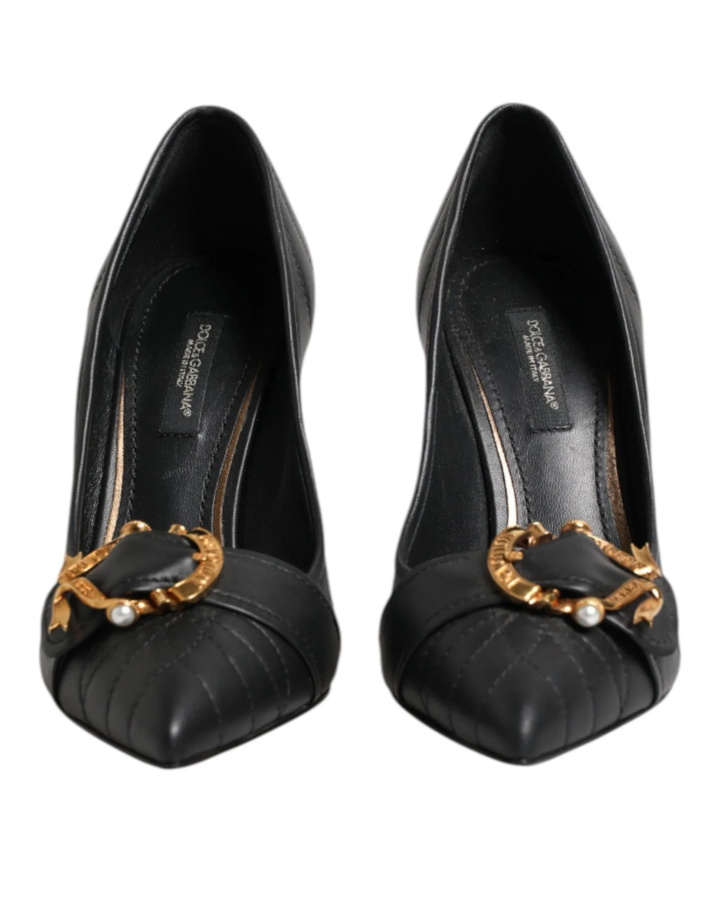 Dolce & Gabbana Black Devotion Leather Heels Pumps Shoes - Zeiniez