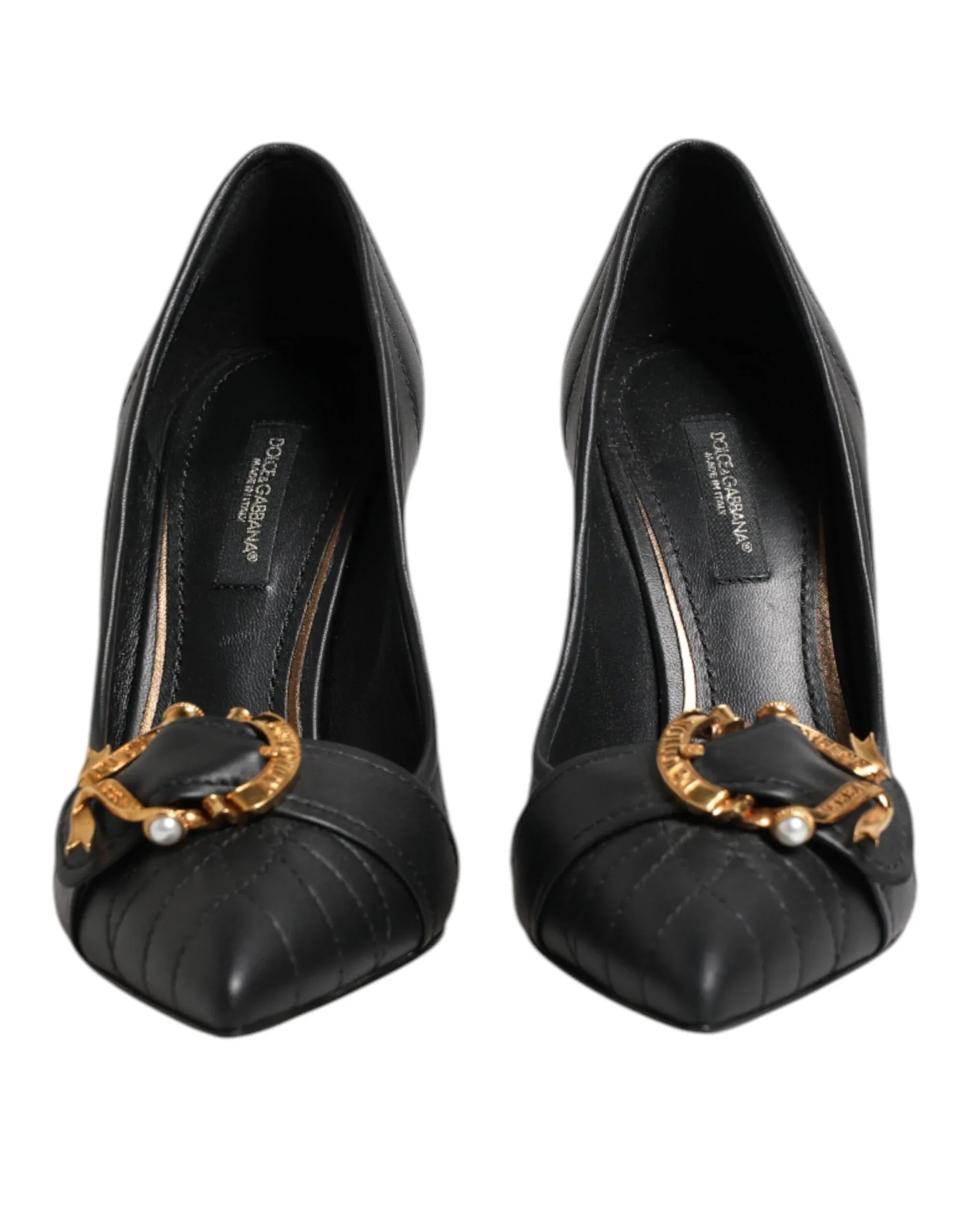 Dolce & Gabbana Black Devotion Leather Heels Pumps Shoes - Zeiniez