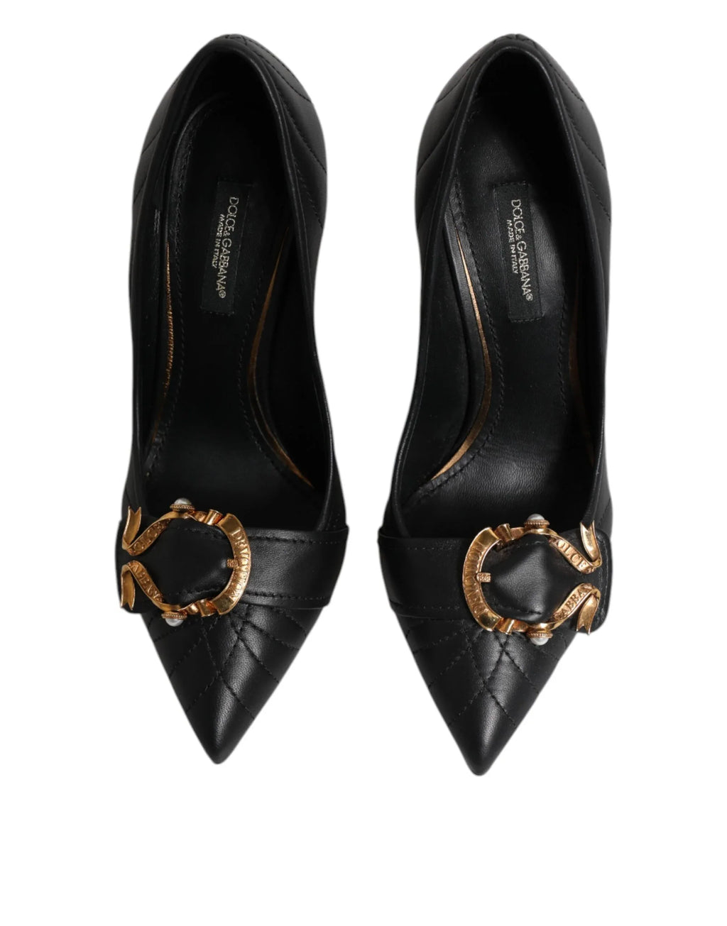 Dolce & Gabbana Black Devotion Leather Heels Pumps Shoes - Zeiniez
