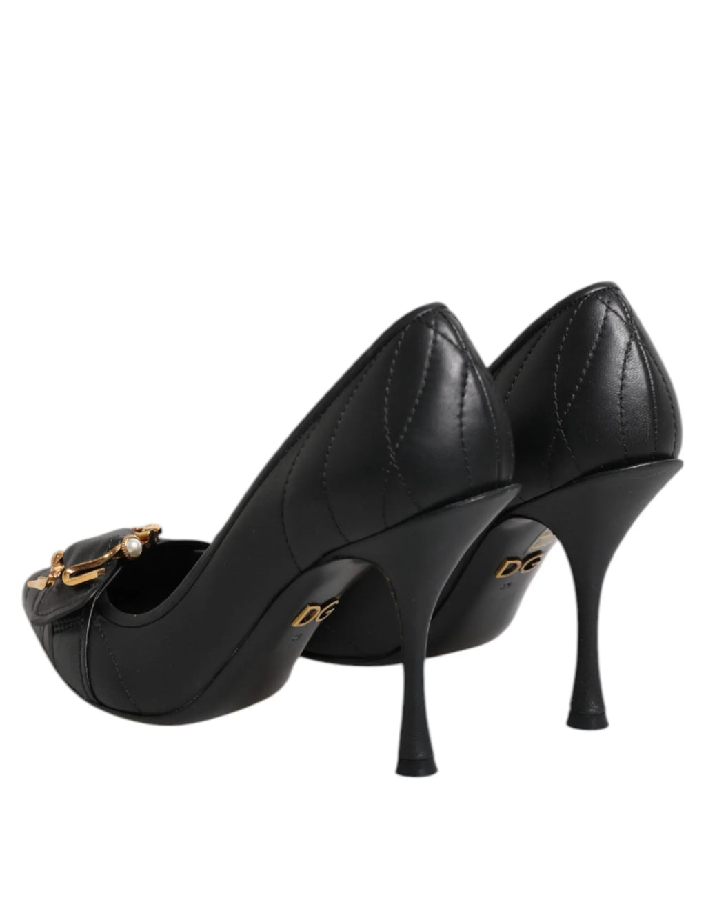 Dolce & Gabbana Black Devotion Leather Heels Pumps Shoes - Zeiniez