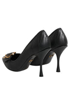 Dolce & Gabbana Black Devotion Leather Heels Pumps Shoes - Zeiniez