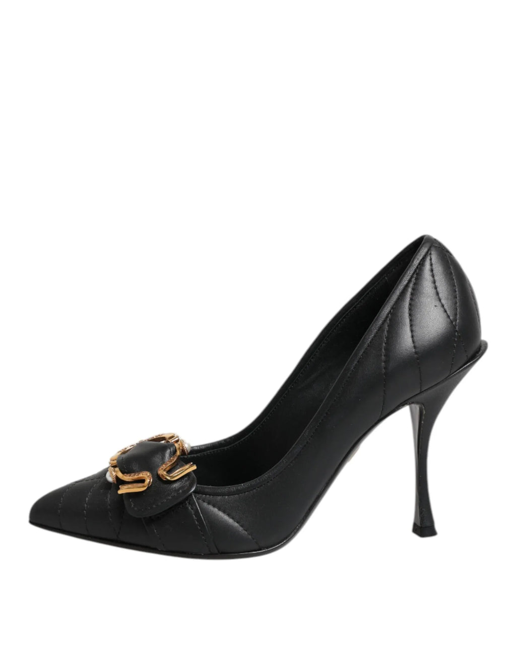 Dolce & Gabbana Black Devotion Leather Heels Pumps Shoes - Zeiniez