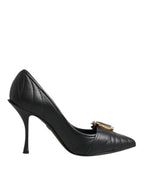 Dolce & Gabbana Black Devotion Leather Heels Pumps Shoes - Zeiniez