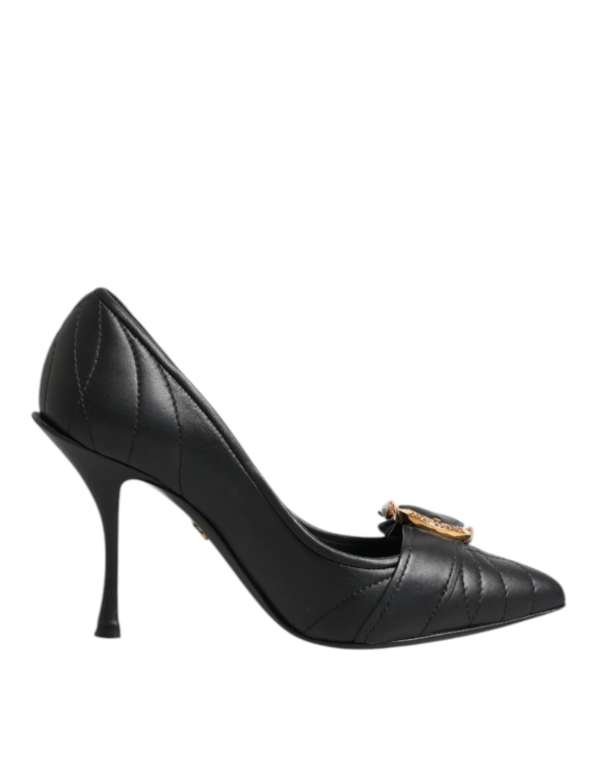 Dolce & Gabbana Black Devotion Leather Heels Pumps Shoes - Zeiniez