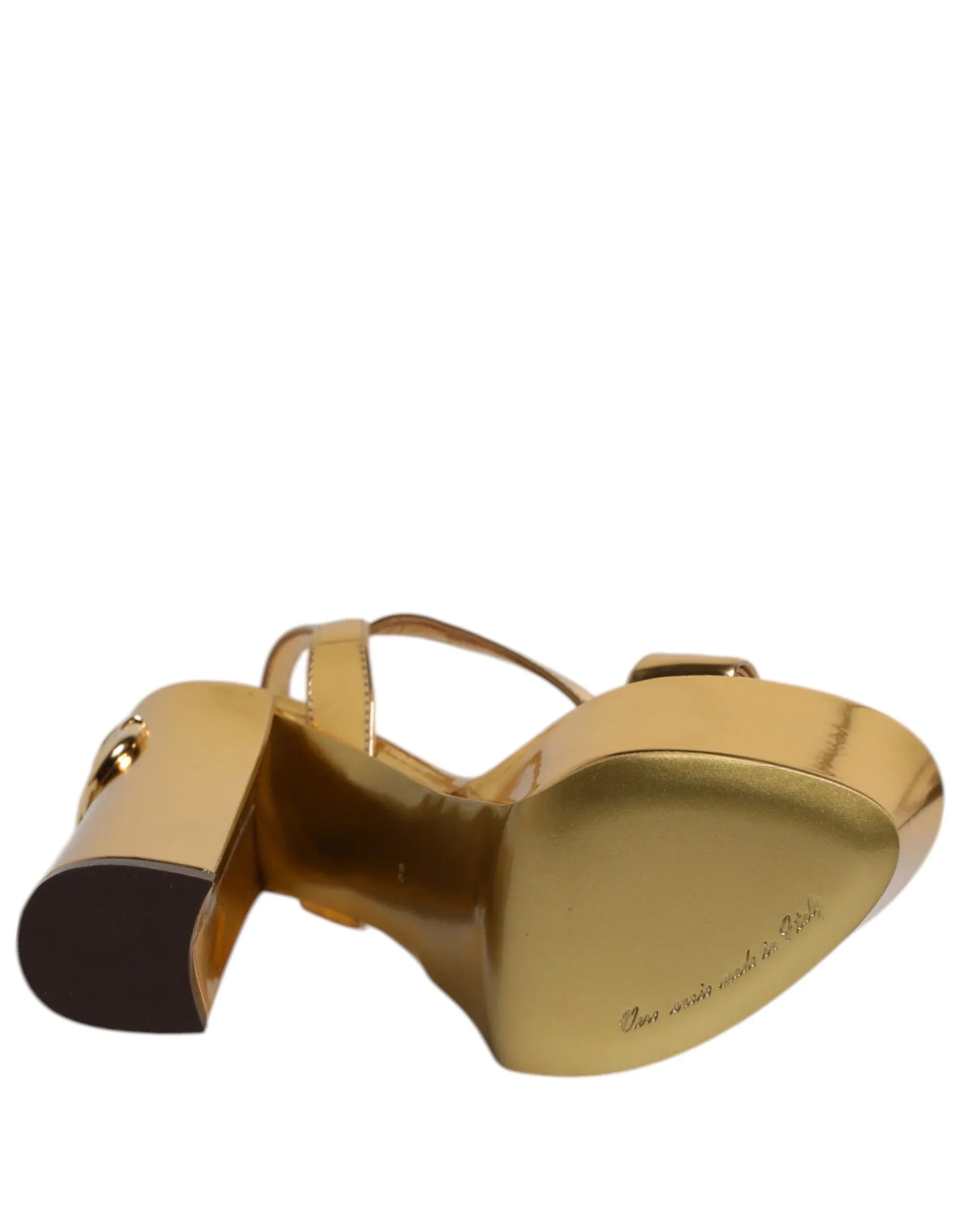 Dolce & Gabbana Gold Leather Platform Keira Sandals Shoes - Zeiniez
