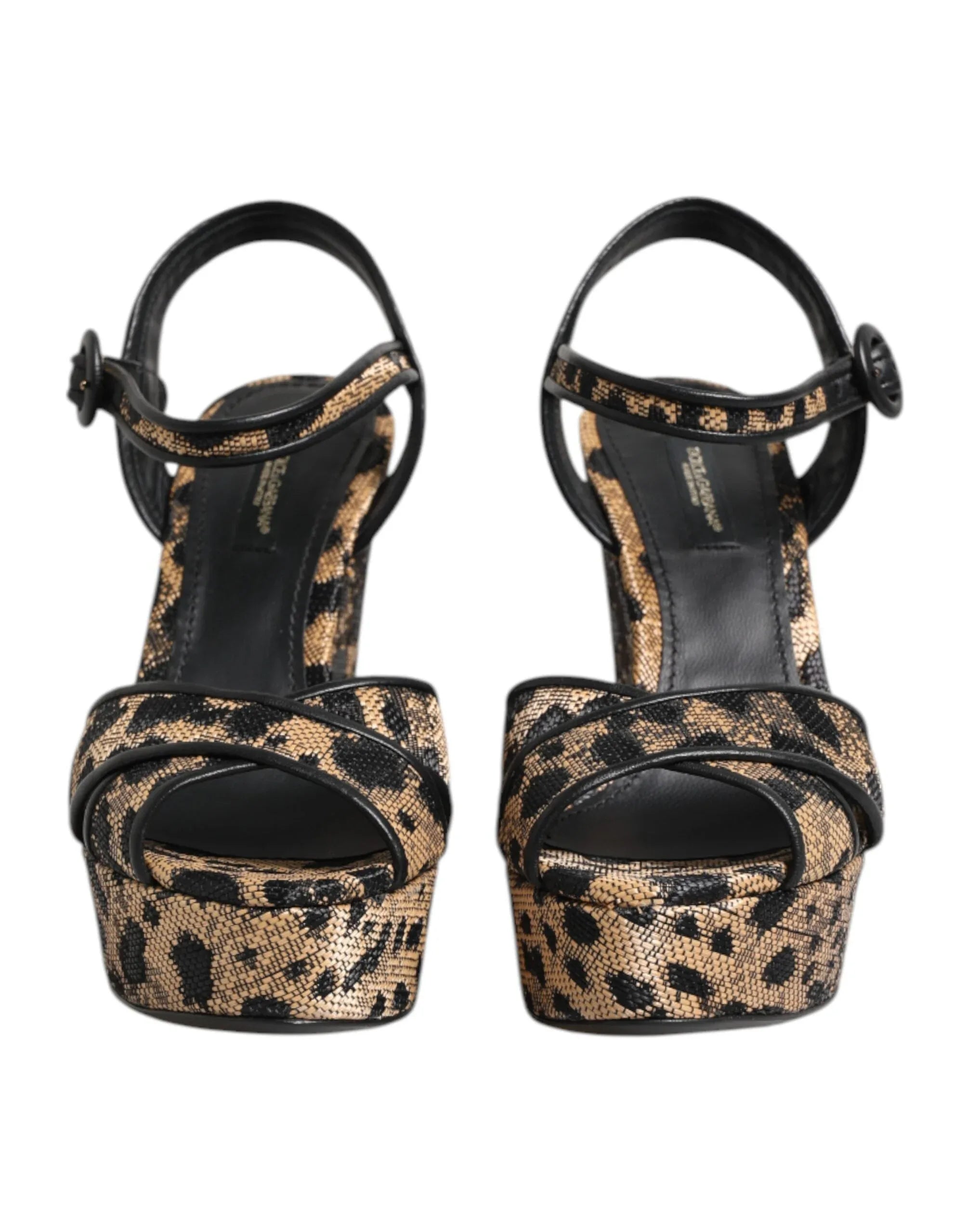 Dolce & Gabbana Brown Leopard Wedges Ankle Strap Sandals Shoes - Zeiniez