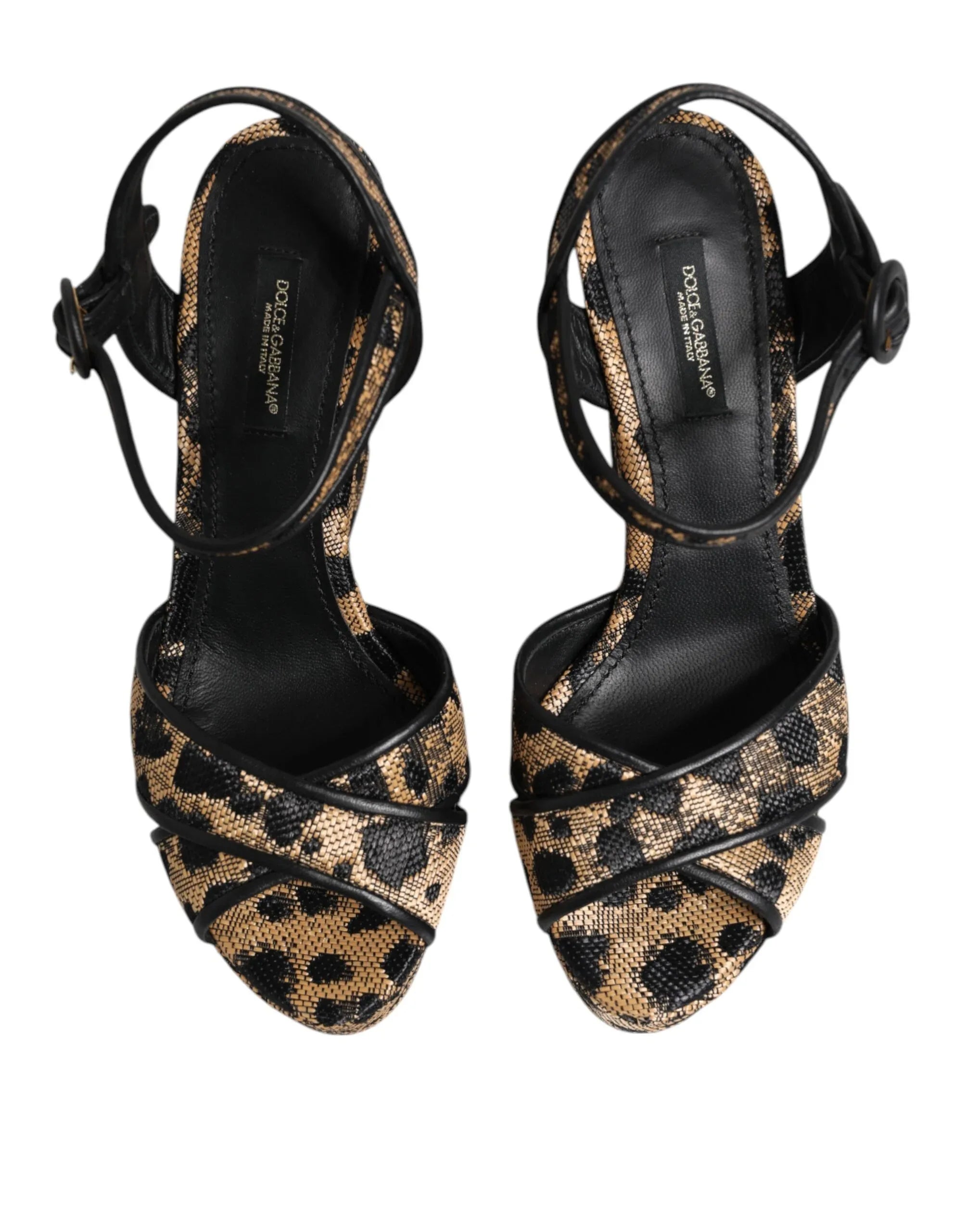 Dolce & Gabbana Brown Leopard Wedges Ankle Strap Sandals Shoes - Zeiniez