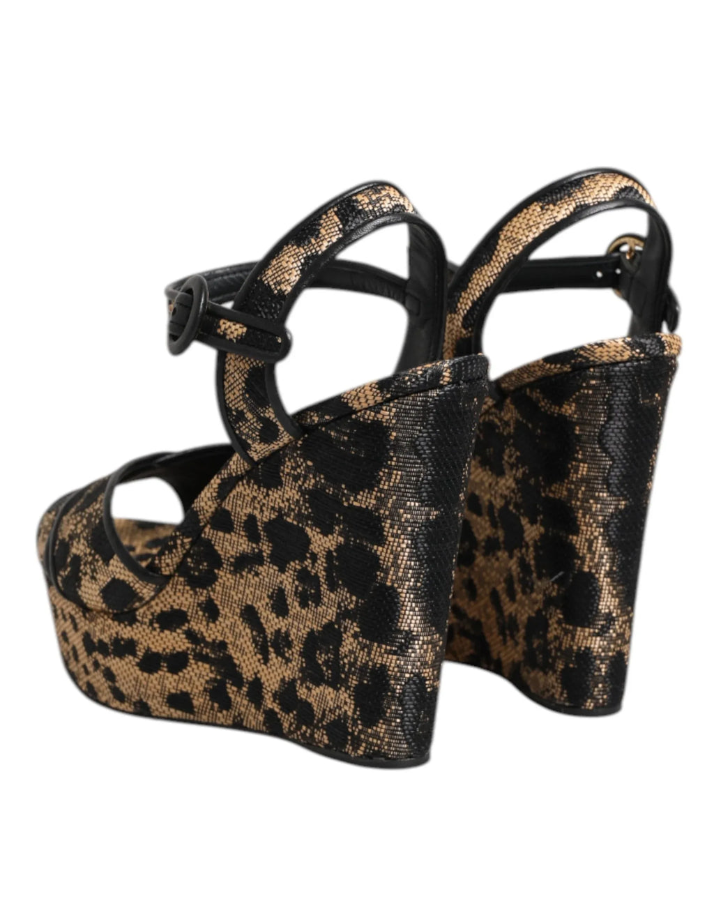 Dolce & Gabbana Brown Leopard Wedges Ankle Strap Sandals Shoes - Zeiniez