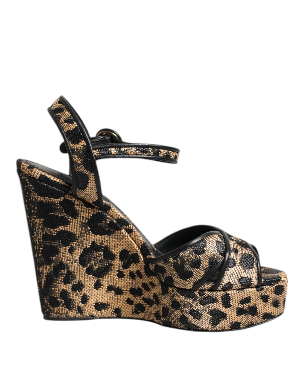 Dolce & Gabbana Brown Leopard Wedges Ankle Strap Sandals Shoes - Zeiniez