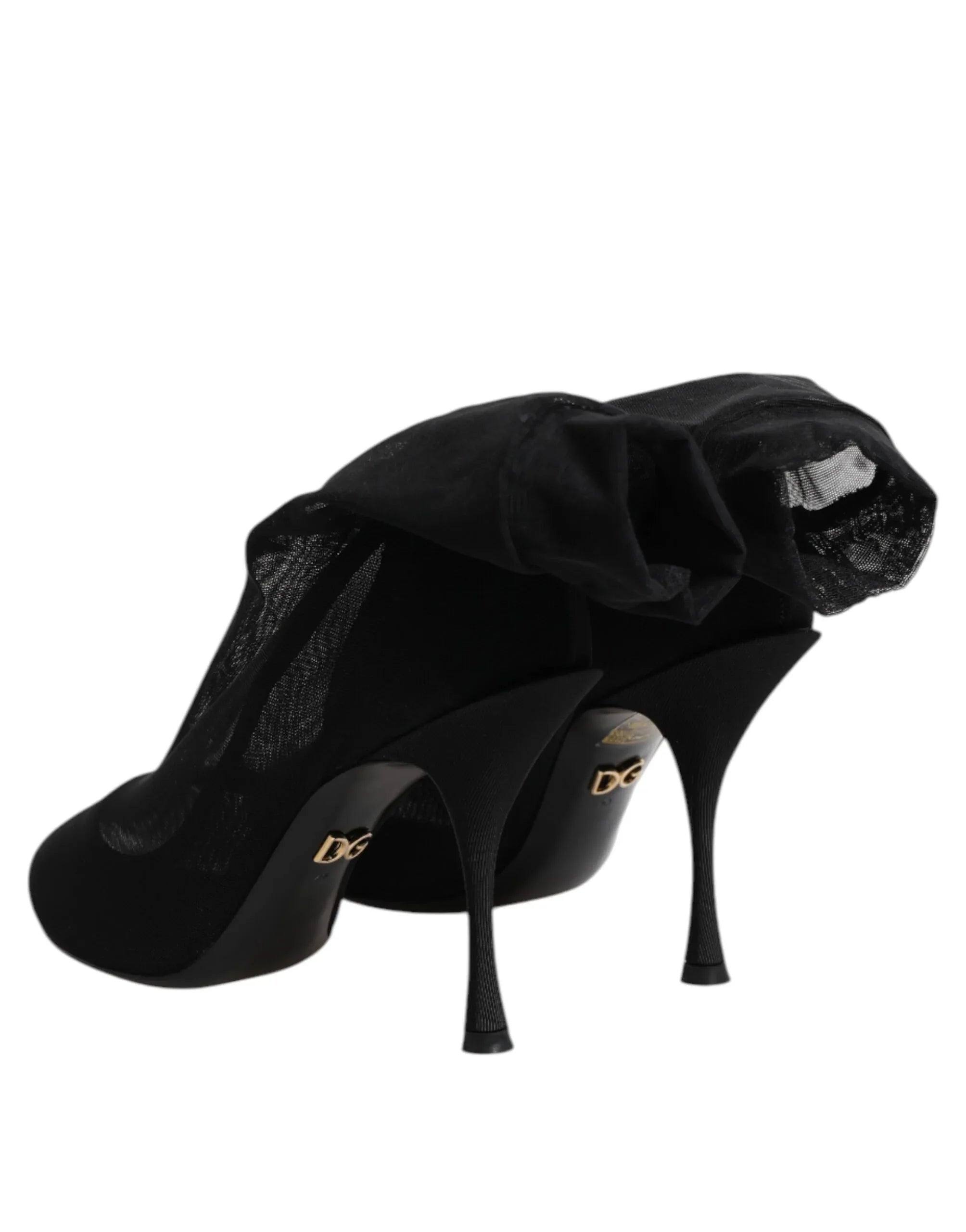 Dolce & Gabbana Black Silk Stretch Mesh Sock Boots Shoes - Zeiniez