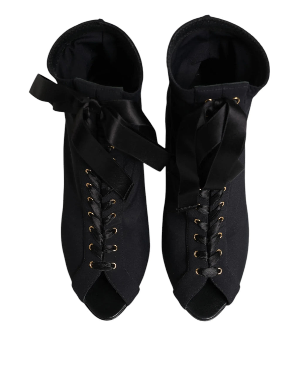 Dolce & Gabbana Black Stiletto Heels Lace Up Boots Shoes - Zeiniez