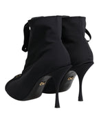 Dolce & Gabbana Black Stiletto Heels Lace Up Boots Shoes - Zeiniez