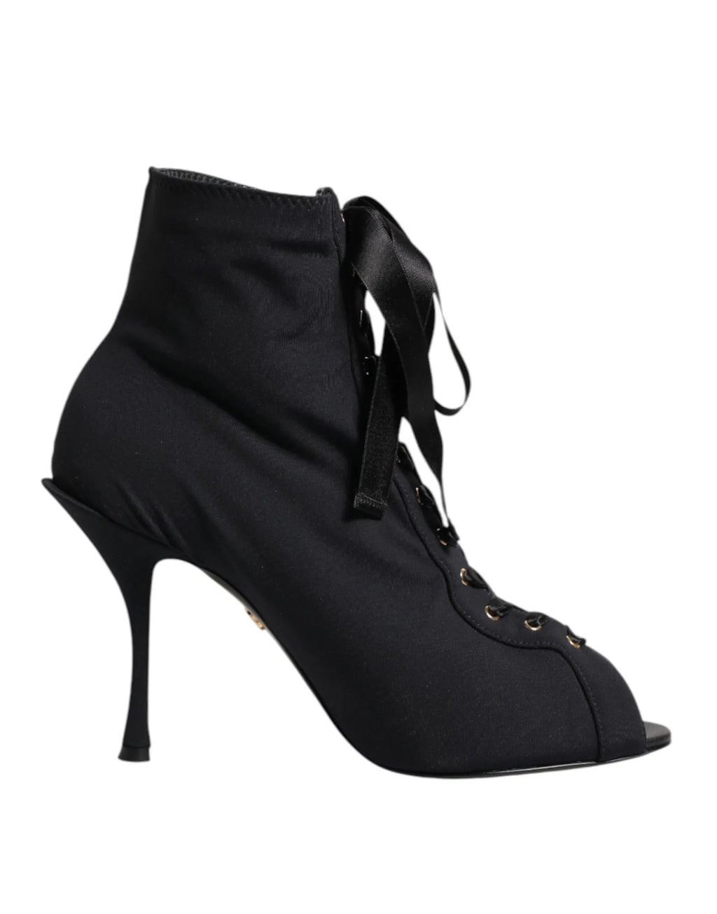 Dolce & Gabbana Black Stiletto Heels Lace Up Boots Shoes - Zeiniez