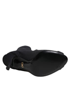 Dolce & Gabbana Black Stiletto Heels Lace Up Boots Shoes - Zeiniez