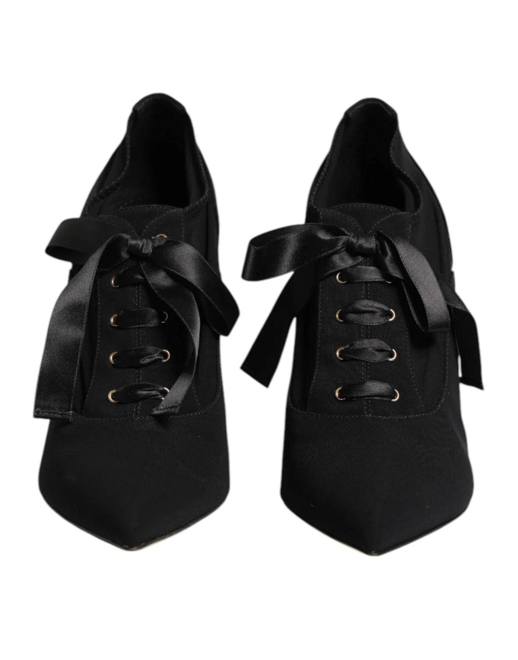 Dolce & Gabbana Black Lace Up Stiletto Heels Pumps Shoes - Zeiniez