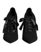 Dolce & Gabbana Black Lace Up Stiletto Heels Pumps Shoes - Zeiniez