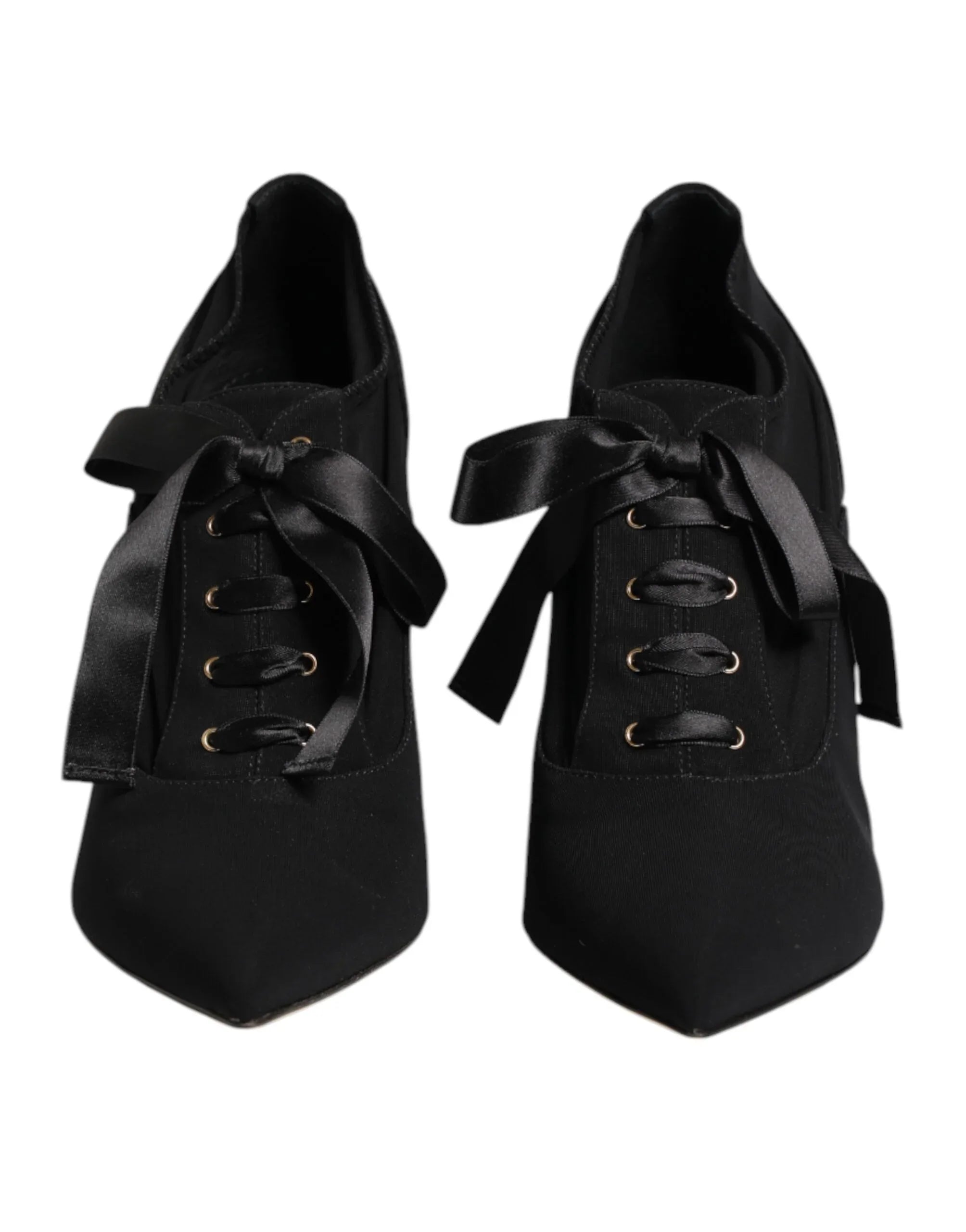Dolce & Gabbana Black Lace Up Stiletto Heels Pumps Shoes - Zeiniez