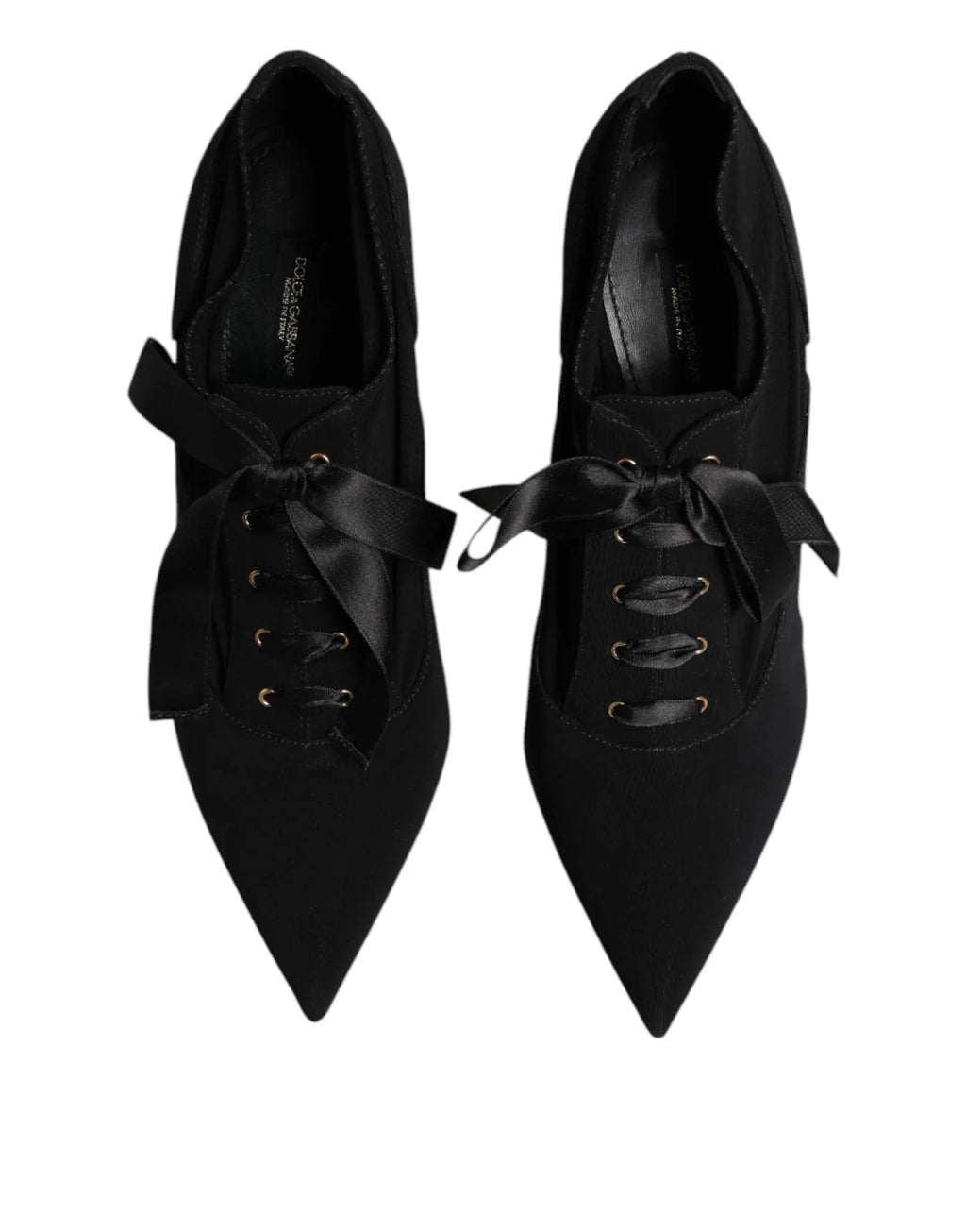 Dolce & Gabbana Black Lace Up Stiletto Heels Pumps Shoes - Zeiniez