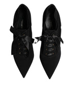 Dolce & Gabbana Black Lace Up Stiletto Heels Pumps Shoes - Zeiniez