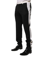 Dolce & Gabbana Black White Stripe Wool Men Trouser Pants - Zeiniez