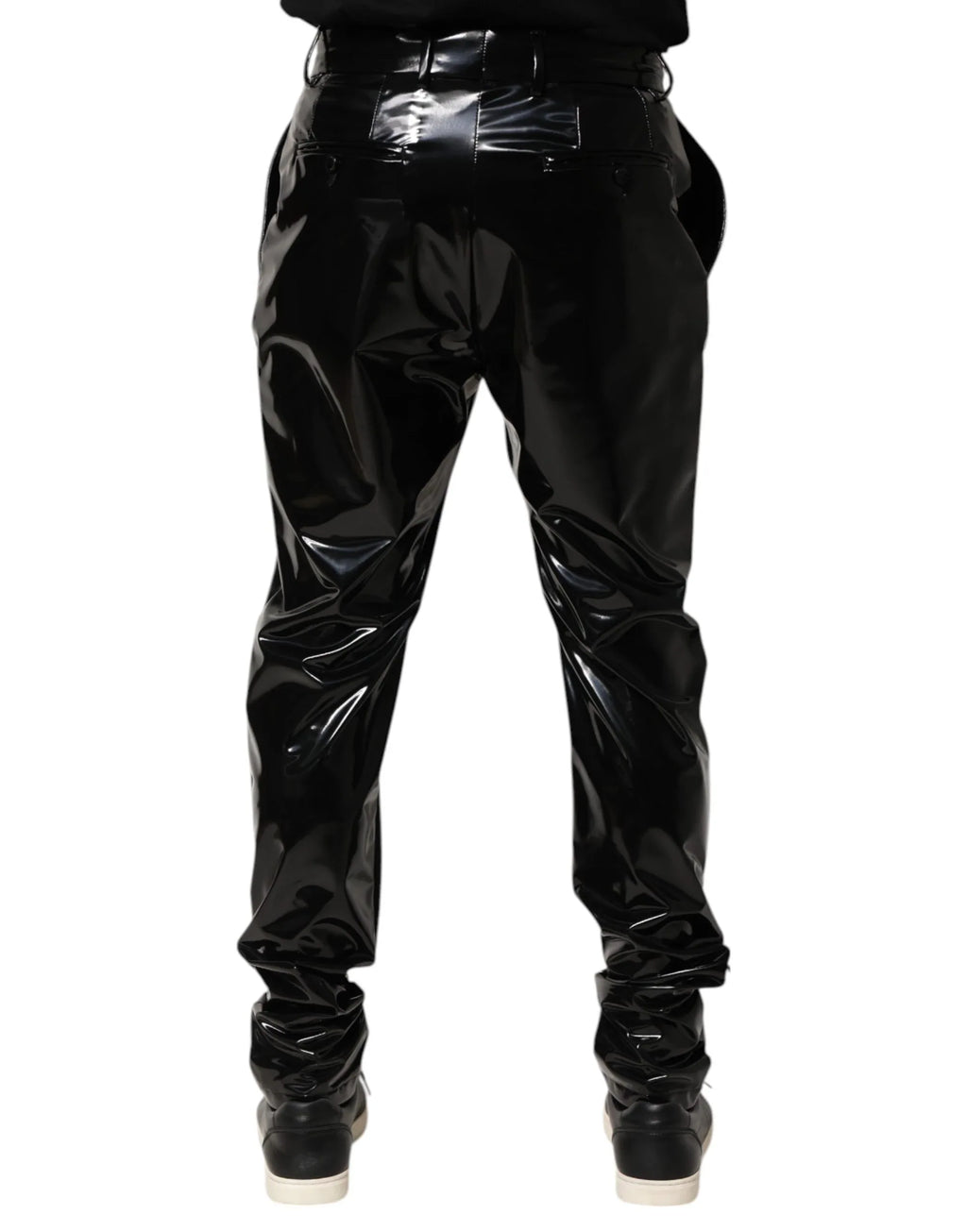 Dolce & Gabbana Black Polyester Mid Waist Men Trouser Pants - Zeiniez
