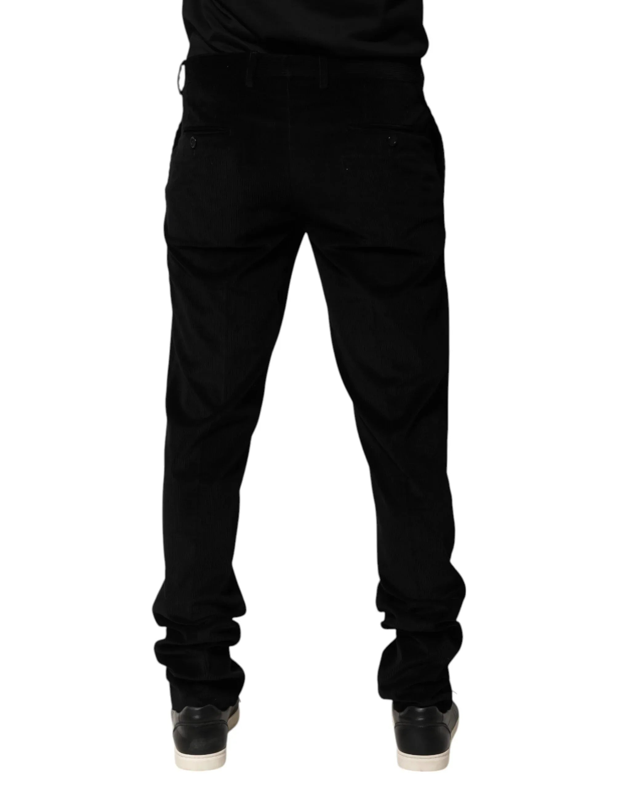 Dolce & Gabbana Black Cotton Men Dress Formal Trouser Pants - Zeiniez