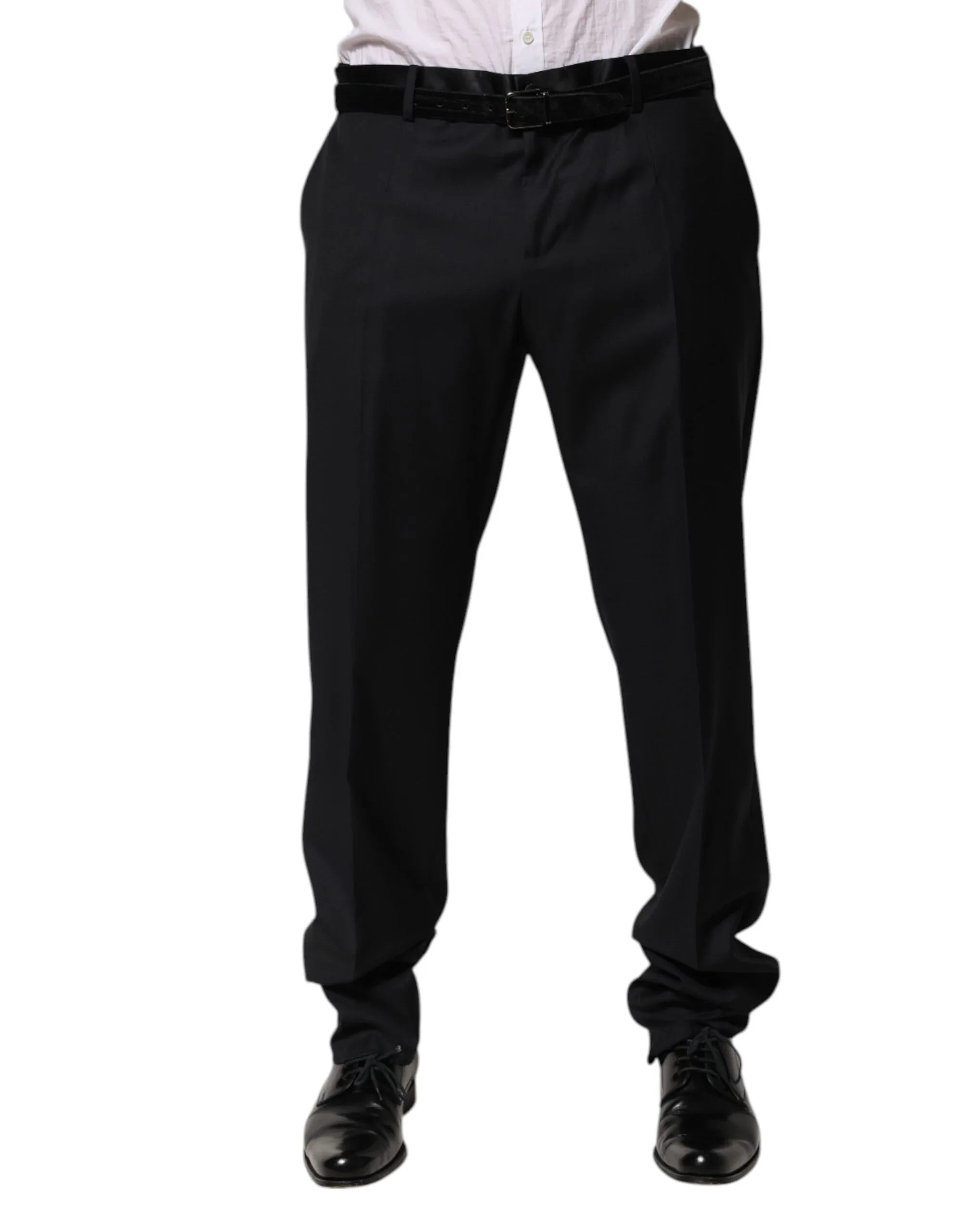 Dolce & Gabbana Black Wool Men Formal Dress Trouser Pants - Zeiniez