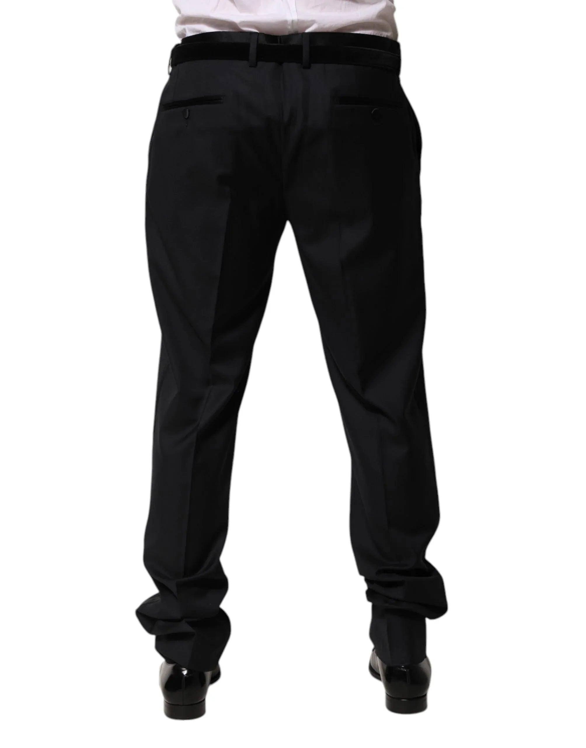 Dolce & Gabbana Black Wool Men Formal Dress Trouser Pants - Zeiniez
