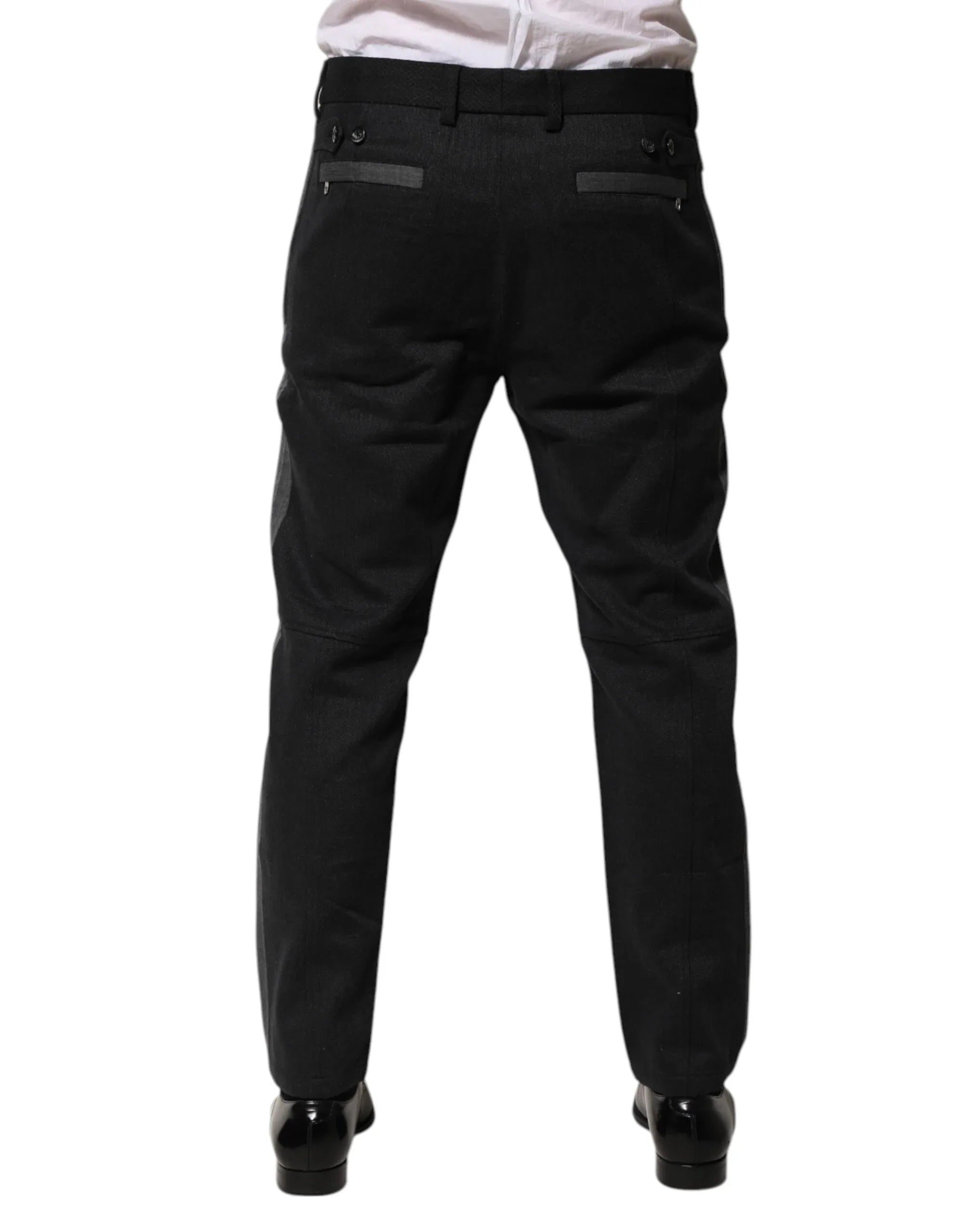 Dolce & Gabbana Black Gray Cotton Dress Formal Trouser Pants - Zeiniez