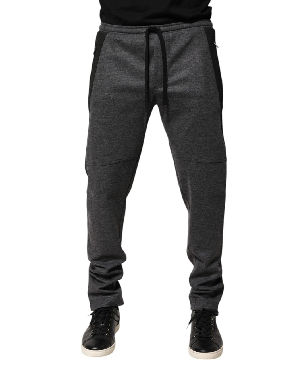 Dolce & Gabbana Gray Black Wool Blend Jogger Sweatpants Pants - Zeiniez