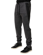 Dolce & Gabbana Gray Black Wool Blend Jogger Sweatpants Pants - Zeiniez