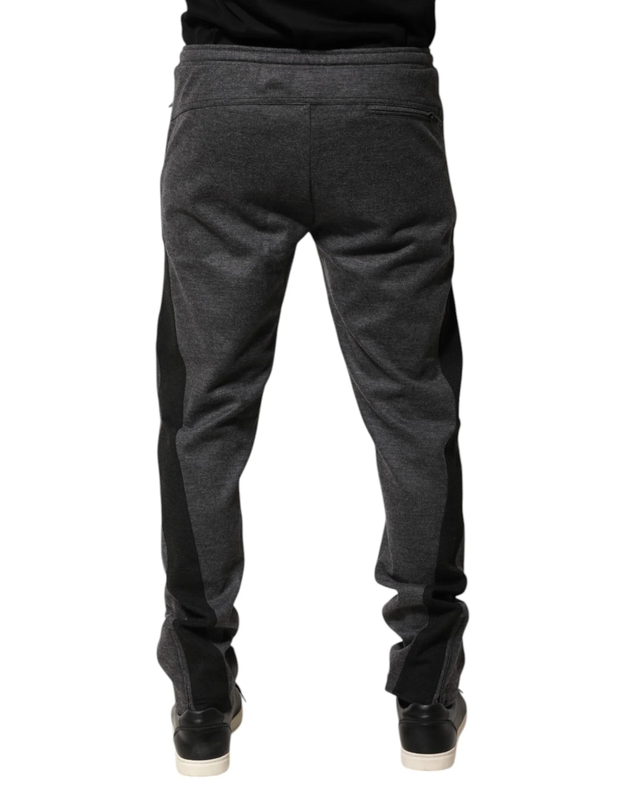 Dolce & Gabbana Gray Black Wool Blend Jogger Sweatpants Pants - Zeiniez