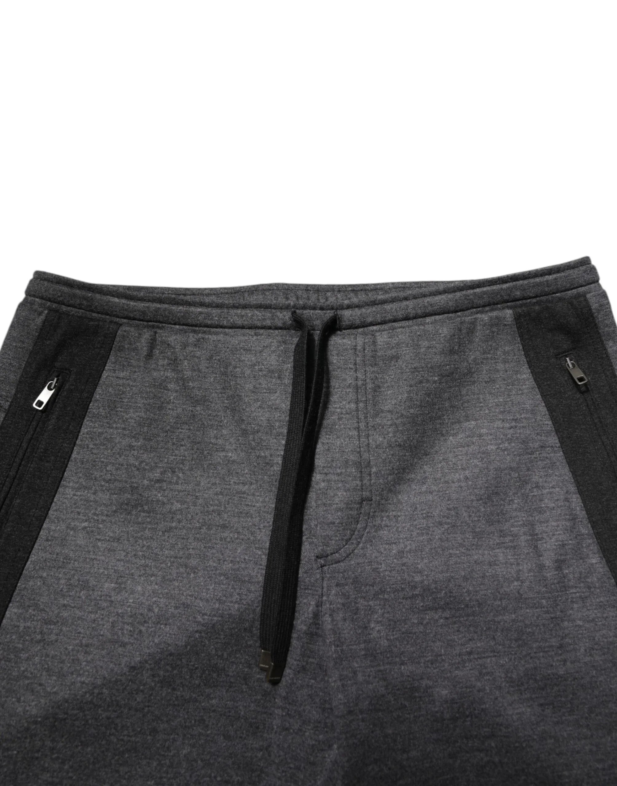 Dolce & Gabbana Gray Black Wool Blend Jogger Sweatpants Pants - Zeiniez