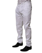 Dolce & Gabbana White Cotton Dress Slim Formal Trouser Pants - Zeiniez